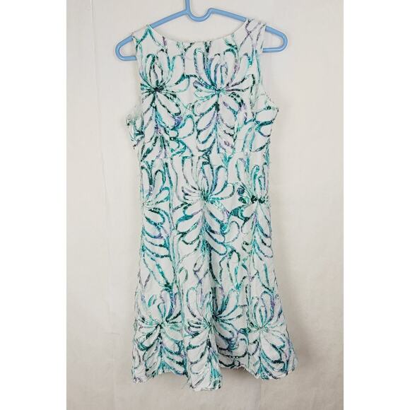 Soho Chick blue and purple textured floral vneck sleeveless artsy dress Size med - Picture 2 of 12